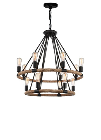 9671P33-14-101 Ganges 14 Light Up Chandelier With Black Finish