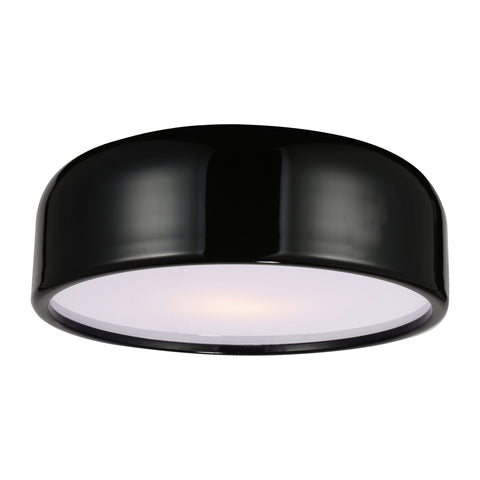 9688C19-3-171 Campton 3 Light Drum Shade Flush Mount With Black Finish