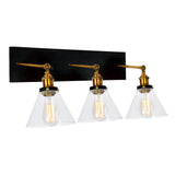 9735W24-3-101 Eustis 3 Light Wall Sconce With Black & Gold Brass Finish