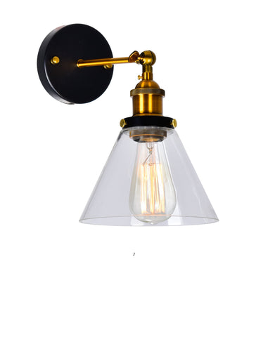 9735W7-1-101 Eustis 1 Light Wall Sconce With Black & Gold Brass Finish