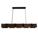 9748P59-4-101 Pago Drum Shade Island Light With Black & Wood Finish