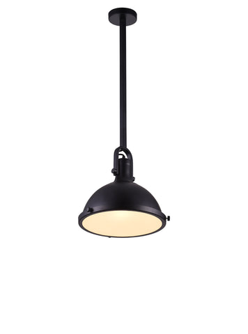 9760P12-1-101 Strum 1 Light Down Pendant With Black Finish