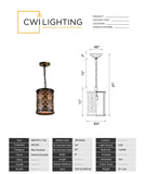 9807P9-1-116 Nicole 1 Light Drum Shade Mini Pendant With Brushed Chocolate Finish