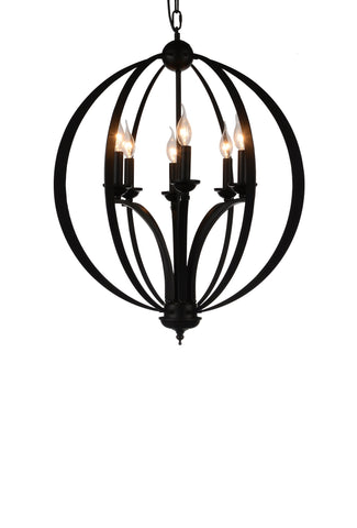 9825P24-6-101 Drift 6 Light Up Chandelier With Black Finish