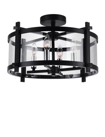 9827C18-4-101 Miette 4 Light Cage Flush Mount With Black Finish