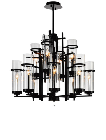 9827P30-12-101-A Sierra 12 Light Up Chandelier With Black Finish