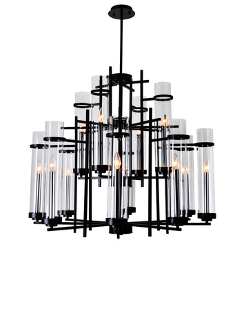 9827P38-12-101 Sierra 12 Light Up Chandelier With Black Finish