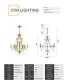 9836P28-6-125 Electra 6 Light Up Chandelier With Oxidized Bronze Finish