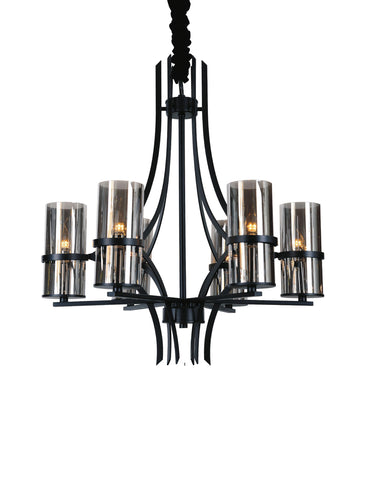 9858P27-6-101 Vanna 6 Light Up Chandelier With Black Finish