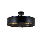 9904C20-5-101 Tigris 5 Light Drum Shade Flush Mount With Black Finish