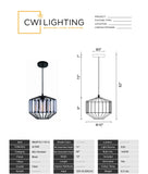 9942P10-1-101-A Alethia 1 Light Down Pendant With Black Finish