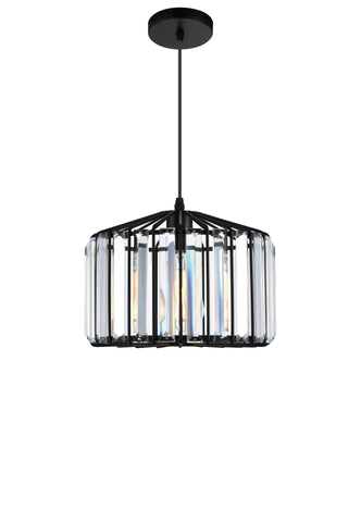 9942P10-1-101-C Alethia 1 Light Drum Shade Pendant With Black Finish