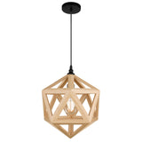 9945P13-1-101 Lante 1 Light Pendant With Black & Wood Finish