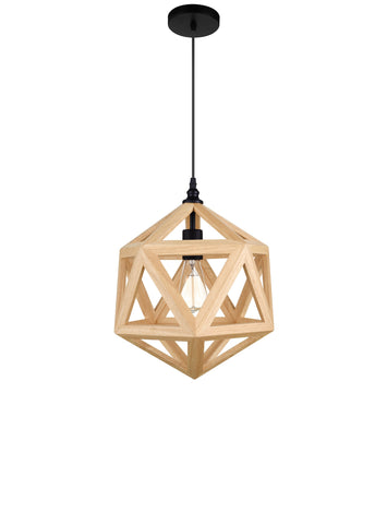 9945P13-1-101 Lante 1 Light Pendant With Black & Wood Finish