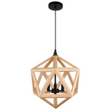 9945P17-3-101 Lante 3 Light Pendant With Black & Wood Finish