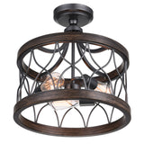 9966C16-3-242 Amazon 3 Light Cage Semi Flush Mount With Gun Metal Finish