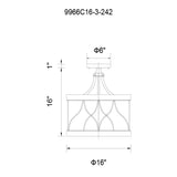 9966C16-3-242 Amazon 3 Light Cage Semi Flush Mount With Gun Metal Finish