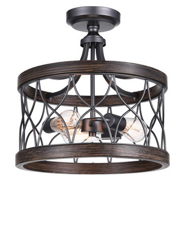 9966C16-3-242 Amazon 3 Light Cage Semi Flush Mount With Gun Metal Finish