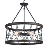 9966P23-5-242-A Amazon 5 Light Drum Shade Chandelier With Gun Metal Finish