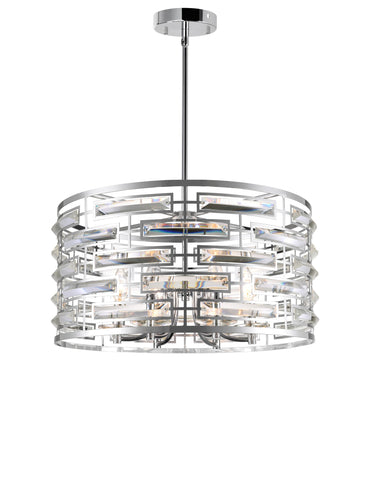 9975P20-6-601 Petia 6 Light Drum Shade Chandelier With Chrome Finish