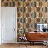 A64902 Grandeco Sojo Geometric Brown Multi Wallpaper 