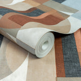 A64902 Grandeco Sojo Geometric Brown Multi Wallpaper 
