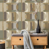 A64903 Grandeco Sojo Geometric Green Wallpaper