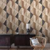 A65103 Grandeco Vigo Geometric Brown Metallic Wallpaper
