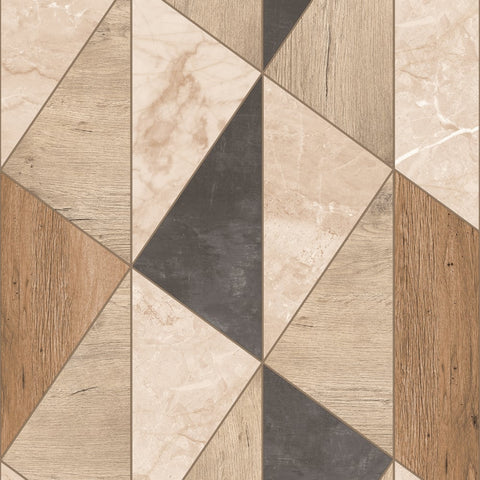 A65103 Grandeco Vigo Geometric Brown Metallic Wallpaper