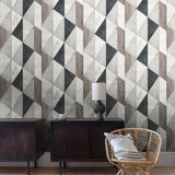 A65104 Grandeco Vigo Geometric Grey Metallic Wallpaper
