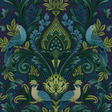 A67802 Grandeco Opulent Damask Green Blue Wallpaper 