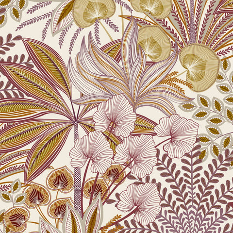 A69001 Branched Leaves All-over Red Wallpaper