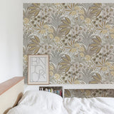 A69002 Branched Leaves All-over Beige Wallpaper