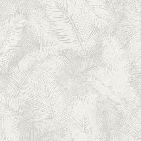 A70201 Grandeco Happy Leaf Motif Whiten Grey Wallpaper