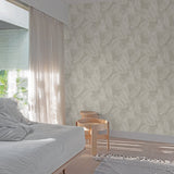 A70202 Grandeco Happy Leaf Motif Beige Wallpaper