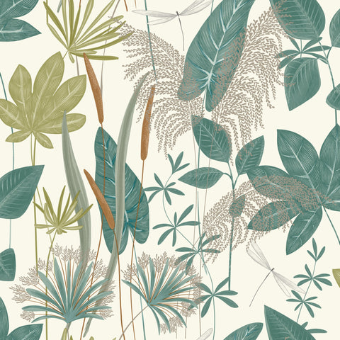 A70702 Grandeco Arcadia Loma Green Wallpaper