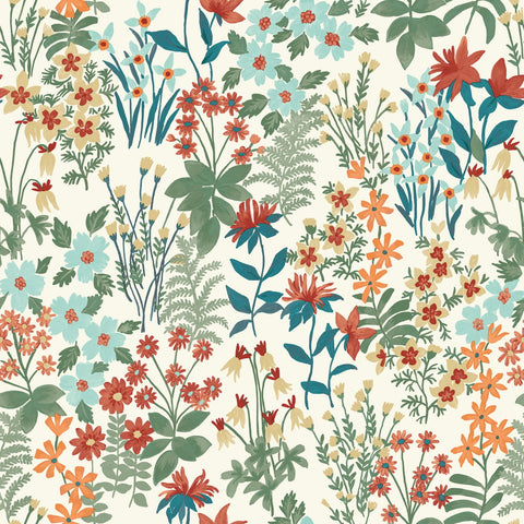 A70902 Grandeco Agnala Floral Blue Multi Wallpaper 