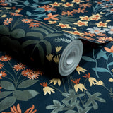 A70903 Grandeco Agnala Floral Navy Multi Wallpaper
