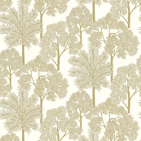 A71301 Grandeco Palm Forest Tropical White Gold Metallic Wallpaper