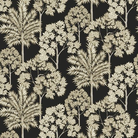 A71302 Grandeco Palm Forest Tropical White Gold Metallic Wallpaper