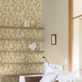 A71801 Branched Leaves All-over Gold Wallpaper