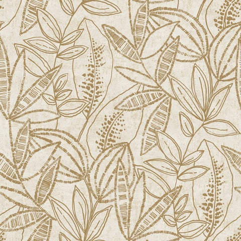 A71801 Branched Leaves All-over Gold Wallpaper