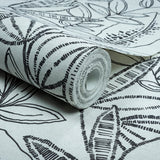 A71802 Branched Leaves All-over Black Wallpaper
