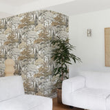 A76301 Branched Leaves All-over Beige Wallpaper