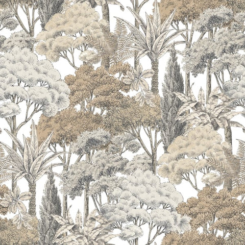 A76301 Branched Leaves All-over Beige Wallpaper