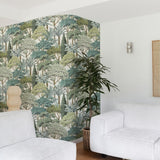 A76302 Branched Leaves All-over Green Wallpaper  