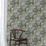 A76302 Branched Leaves All-over Green Wallpaper  