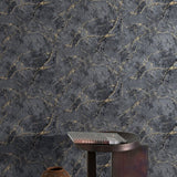 A78003 Marble Plain Black Wallpaper