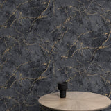 A78003 Marble Plain Black Wallpaper