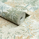 A78603 Classical Floral All-over Green Wallpaper 